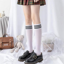Load image into Gallery viewer, Cute Black White Velvet Warm Long Socks Solid Color Knee High Female Socks Fashion Nylon Stockings For Women
