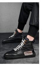 Load image into Gallery viewer, Mens Handmade Sneakers Leather Breathable Dress Shoes Luxury Shoes Casual Shoes Flat Footwear Classic Black White Men Fashion Walking Leather Mens Sneakers
