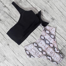 Load image into Gallery viewer, Women Leopard Print Swimsuit Women's Bikini One Shoulder Top High Waist Bottom Two Piece Swimsuits Women Push Up Bikini Set One Shoulder Beachwear Summer Leopard Bathing Suit High Waist Swimwear For Women
