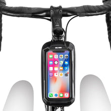 Load image into Gallery viewer, Black Bike Bag Frame Front Top Tube Cycling Bag Waterproof Phone Case Touchscreen Bag  Pack Bicycle Accessories Bike Bicycle Bag Waterproof Bike Phone Mount Bag Front Frame Top Tube Handlebar Bag Touch Screen Holder Case For Cell Phones 6.6in
