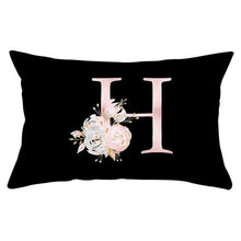 Load image into Gallery viewer, New Light Letter Flower Pillow Covers Alphabet Decorative Pillow Cases ABC Letter Flowers Cushion Covers Black Plush Pillow Case Super Soft Living Room Decorative Cushion Cover Elegant Soft Design 30x50cm
