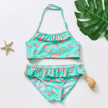 Load image into Gallery viewer, 3-16Y Cartoon Two-piece Girls Swimwear Ruffle Swimsuit Bikini Set One Shoulder Beachwear Princess Two Piece Bathing Suit Children Swimwear Girls Swimsuit Bikini Set
