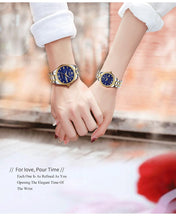 Load image into Gallery viewer, Business Black Couple Watches Top Luxury Mens Watches Auto Date Quartz Wristwatch Gold Watch Men Diamond Stainless Steel Waterproof Luminous Business Casual Luxury Watch For Men
