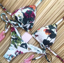 Load image into Gallery viewer, Women Push-up Bikini Swimwear Adjustable Swimsuit Bathing Suit Beachwear Women's Tie Bikini Lace Up Bottom String Swimsuit Bandage Swim Beach Wear Summer Comfortable Bikini Set
