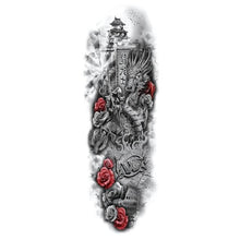 Load image into Gallery viewer, Big Realistic Tiger Tattoo Waterproof Temporary Dragon Flower Sticker Full Arm Large Size Sleeve Big Luxury Design For Mens
