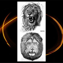 Load image into Gallery viewer, Luxury Tiger Temporary Tattoos Fox Wolf Fake Tattoo Sticker Realistic Black Animal Temporary Tattoo Stickers For Mens
