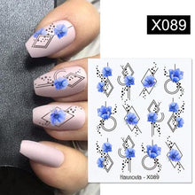 Load image into Gallery viewer, Cool Geometrics Pattern Water Decals Stickers Flower Leaves Slider For Nails Spring Summer Nail Art Decoration Tattoos Women Nail Art Stickers Water Transfer Decals Design Nail Art Supplies Manicure Acrylic Nail Foil Stencils Decorations
