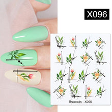 Load image into Gallery viewer, Cool Geometrics Pattern Water Decals Stickers Flower Leaves Slider For Nails Spring Summer Nail Art Decoration Tattoos Women Nail Art Stickers Water Transfer Decals Design Nail Art Supplies Manicure Acrylic Nail Foil Stencils Decorations
