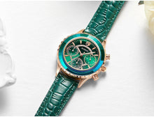 Load image into Gallery viewer, Luxury Green Business Women Watches Quartz Fashion Leather Strap Waterproof Multifunctional Wristwatch For Women
