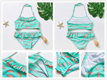 Load image into Gallery viewer, 3-16Y Cartoon Two-piece Girls Swimwear Ruffle Swimsuit Bikini Set One Shoulder Beachwear Princess Two Piece Bathing Suit Children Swimwear Girls Swimsuit Bikini Set
