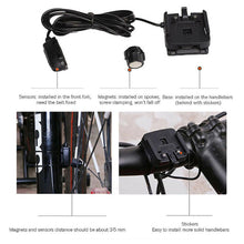 Load image into Gallery viewer, Black Mini Waterproof Bicycle Computer Wired Digital Multifunction Speedometer Waterproof Motion Sensor Bicycle Computer Odometer Cycling Multi Function Waterproof 4 Line Display With Backlight
