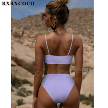 Load image into Gallery viewer, Swimwear Women Ribbed Bathing Suit Female Push Up Bikini Set Women's Bathing Suit Lace up Bikini Ribbed Two Piece Swimsuit Beachwear High Waist Bikini Women's Swimsuit
