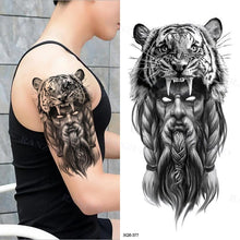 Load image into Gallery viewer, Big Tiger Lion Waterproof Temporary Sticker Tattoo Arm Legs Fake Tattoo Stickers For Adults Realistic Luxury Design For Mens Womens

