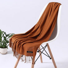 Load image into Gallery viewer, Luxury Fashion Winter Solid Colorful Soft Scarf Hijabs Tassels Long Warm Shawls Hijabs Lightweight Scarfs Scarves Cashmere Elegant Hijabs Scarves Wraps For Women
