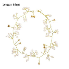 Load image into Gallery viewer, Crystal Pearl Bridal Tiaras Hairbands Hairpins Bridesmaid Diamante Hair Vine Accessories Wedding Jewelry 35cm Headwear Gorgeous Hair Accessories For Women
