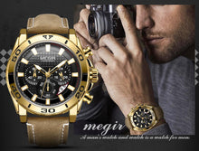 Load image into Gallery viewer, Men's Sports Multifunctional Quartz Watches Elegant Leather Strap Waterproof Modern Wristwatch For Men
