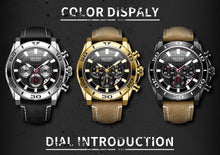 Load image into Gallery viewer, Men's Sports Multifunctional Quartz Watches Elegant Leather Strap Waterproof Modern Wristwatch For Men
