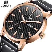 Load image into Gallery viewer, New Black Casual Fashion Simple Men's Watch Analog Quartz Waterproof Luxury Leather Strap Men Elegant Watch
