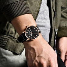Load image into Gallery viewer, New Black Casual Fashion Simple Men's Watch Analog Quartz Waterproof Luxury Leather Strap Men Elegant Watch

