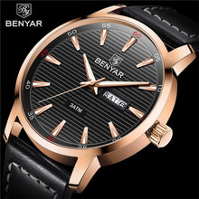 Load image into Gallery viewer, New Black Casual Fashion Simple Men's Watch Analog Quartz Waterproof Luxury Leather Strap Men Elegant Watch
