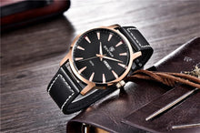 Load image into Gallery viewer, New Black Casual Fashion Simple Men's Watch Analog Quartz Waterproof Luxury Leather Strap Men Elegant Watch
