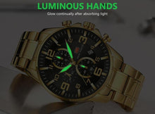 Load image into Gallery viewer, Luxury Gold Mens Watches Elegant Stainsteel Steel Strap Waterproof Sport Analog Quartz Luminous Hands Watch
