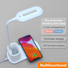 Load image into Gallery viewer, Touch Dimmable LED Desk Lamp 10W Wireless Charging/USB  Charging Table Light for Children Kids Reading Study Bedside Bedroom Decorative Table Lamp Cute Study Lamps for Bedroom Décor
