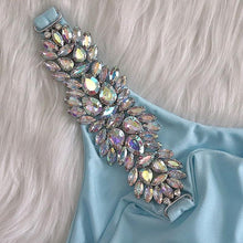 Load image into Gallery viewer, Luxury Purple Halter Crystal Diamond Bikini Female Swimsuit Women Swimwear Rhinestone Bikini Set Bathing Suit Women's Swimwear Rhinestone Halter Low Waist Tie Side Bikini Set 2 Pieces Crystal Diamond Swimsuit

