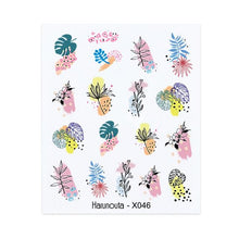 Load image into Gallery viewer, Black Lines Flower Leaves Water Decals Stickers Floral Face Marble Pattern Slider For Nails Summer Nail Art Decoration Summer Stickers on Nails Simple Summer Slider for Manicure Nail Art Watermark Manicure Decor
