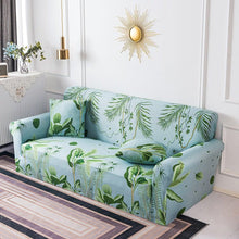 Load image into Gallery viewer, Elastic Plain Floral Printing  Sofa Cover Stretch for Living Room Couch Cover Chair Protector 1/2/3/4 Seater Printed Couch Cover for 3 Cushion Couch  Floral Pattern Sofa Cover with Separate Cushion Cover Pieces Stretch Sofa Slipcover
