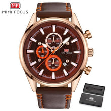 Load image into Gallery viewer, Brown Luxury Mens Watches Strong Leather Strap Modern Design Waterproof Multifunctional Business Wrist Watch

