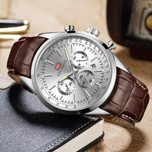 Load image into Gallery viewer, Black Luxury Men Watch Waterproof Multifunction Quartz Wrist Watches Elegant Leather Strap Sport Design
