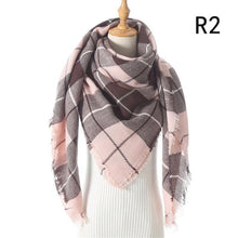 Load image into Gallery viewer, Winter Warm Soft Bandana Plaid Warm Headwear Triangle Scarves Scarf Cashmere Scarf Knit Wraps Shawls Hijabs Shawls Escharpe Elegant Cashmere Scarf Head Wrap Bandana Blanket Shawls Wraps For Female
