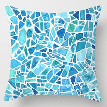 Load image into Gallery viewer, Modern Simple Blue Geometric Pillow Cover Home Sofa Decorative Blue Sea Texture Cotton Linen Cushion Home Decorative Pillow Case 45x45cm
