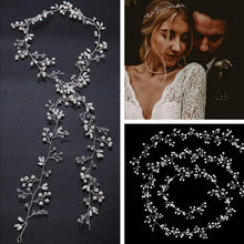 Load image into Gallery viewer, Crystal Pearl Bridal Tiaras Hairbands Hairpins Bridesmaid Diamante Hair Vine Accessories Wedding Jewelry 35cm Headwear Gorgeous Hair Accessories For Women
