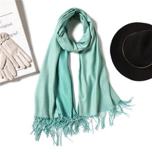 Load image into Gallery viewer, Fashion Winter Solid Soft Scarf Cashmere Lightweight Scarves Shawls Cashmere Escharpe Scarfs Lightweight Shawls Hijabs Shawls Escharpe Elegant Wrap Blanket Bandana Tassel For Lady
