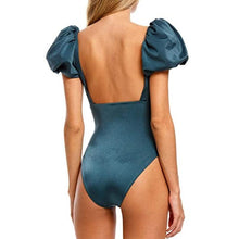 Load image into Gallery viewer, Bikini New 2 Piece Women Swimsuit Women's High Waist Bikini Set Fashion Puff Sleeve Swimwear Set Bathing Suits Solid Color Short Puff Sleeve Summer High Waist Cut Backless Bathing Suit Beachwear

