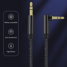 Load image into Gallery viewer, AUX Cable Jack 3.5mm Audio Jack Speaker Audio Cable Stereo Aux Cord 90 Degree Right Angle Aux Cable Compatible Cable For Headphones Car Tablets Speakers
