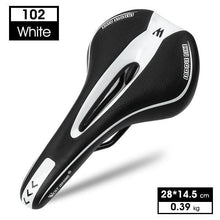 Load image into Gallery viewer, Leather Bike Saddle Road Bike Front Seat Cycling Saddles For Mens Breathable Hollow Cushion Bicycle Saddle Comfort Bike Saddle Ergonomic Waterproof Bicycle Seat For Road Bike Mountain Bike Seats
