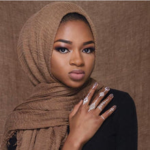 Load image into Gallery viewer, Light Soft Fashion Solid Scarf Crinkle Cotton Linen Wrap Shawl Hijab Muslim Woman Shawls Turban Islamic Clothing Head Wrap For Women
