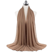 Load image into Gallery viewer, Luxury Fashion Long Soft Solid Chiffon Scarf Head Wrap Echarpe Shawl Lightweight Headscarf Instant Ready To Wear Elegant Hijab Scarf Wrap Muslim Shawl Islamic Hijabs Arab Wrap Head Scarves For Women
