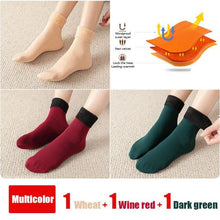 Load image into Gallery viewer, 3Pairs Female Winter Warm Thicken Thermal Soft Casual Solid Color Socks Wool Cashmere Home Snow Boots Velvet Home Floor Sock For Women
