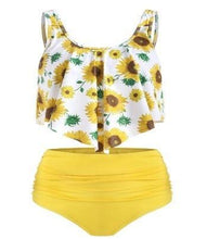 Load image into Gallery viewer, Women High Waist Bikini Plus Size Swimwear Summer Swimsuit Beach Bathing Suit Ruffle Bikini  Floral Printed Ruffle High Waist Bikini Set Women's Tummy Control Bathing Suit Swimsuit Flounce Peplum

