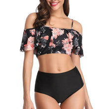 Load image into Gallery viewer, Women High Waist Bikini Plus Size Swimwear Summer Swimsuit Beach Bathing Suit Ruffle Bikini  Floral Printed Ruffle High Waist Bikini Set Women's Tummy Control Bathing Suit Swimsuit Flounce Peplum
