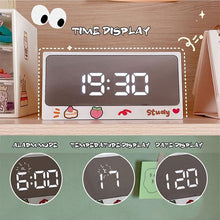 Load image into Gallery viewer, Digital Clock Table Clock Snooze Alarm Cute Silent Mirror Clock Student Desktop Mirror Surface LED Alarm Clock with USB Charger 12/24H Easy Snooze Function Adjustable Brightness Alarm Clocks for Bedroom LED Clock Electronic Clock for Children
