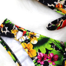 Load image into Gallery viewer, Female Two Piece Swimsuit Low Waist Bikini Floral Printing Swimwear Push Up Bathing Suit  Detachable Padded Push Up Striped Bikini Set Two Piece Swimsuit Ladies Vintage Lace Bikini Sets Beach Swimwear
