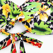 Load image into Gallery viewer, Female Two Piece Swimsuit Low Waist Bikini Floral Printing Swimwear Push Up Bathing Suit  Detachable Padded Push Up Striped Bikini Set Two Piece Swimsuit Ladies Vintage Lace Bikini Sets Beach Swimwear
