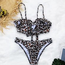 Load image into Gallery viewer, Female Two Piece Swimsuit Low Waist Bikini Floral Printing Swimwear Push Up Bathing Suit  Detachable Padded Push Up Striped Bikini Set Two Piece Swimsuit Ladies Vintage Lace Bikini Sets Beach Swimwear

