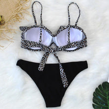 Load image into Gallery viewer, Female Two Piece Swimsuit Low Waist Bikini Floral Printing Swimwear Push Up Bathing Suit  Detachable Padded Push Up Striped Bikini Set Two Piece Swimsuit Ladies Vintage Lace Bikini Sets Beach Swimwear
