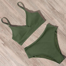 Load image into Gallery viewer, Swimwear Women Ribbed Bathing Suit Female Push Up Bikini Set Women's Bathing Suit Lace up Bikini Ribbed Two Piece Swimsuit Beachwear High Waist Bikini Women's Swimsuit
